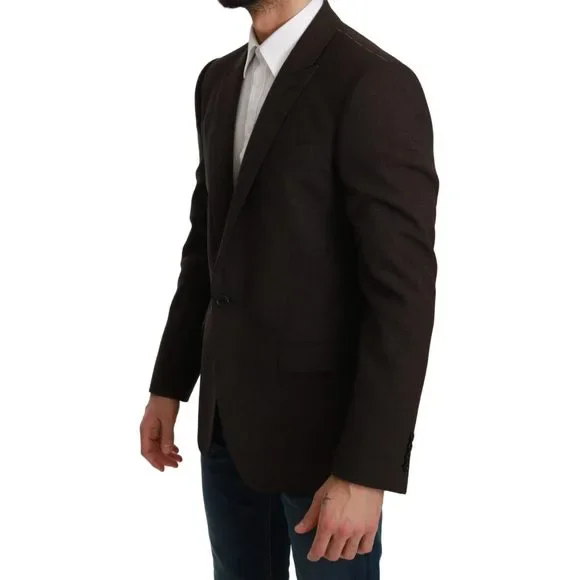 Dolce & Gabbana Brown Slim Fit Coat Jacket MARTINI Blazer